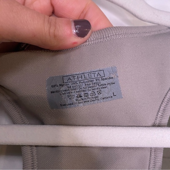 Athleta Lime Green & Grey Racerback Built In Sports Bra Tank Size Large - Picture 5 of 6